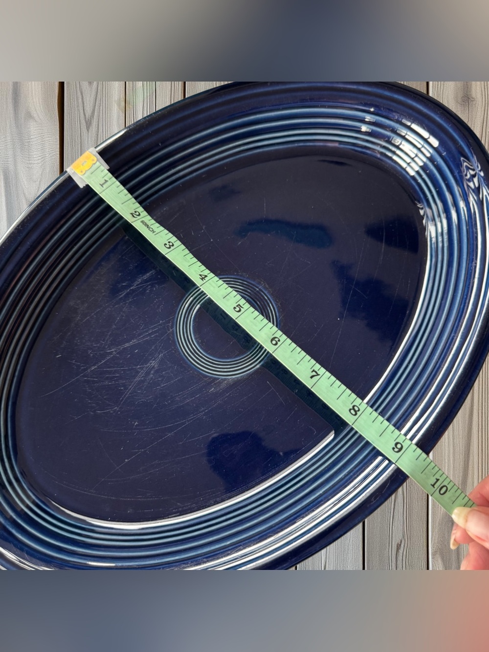 Fiesta Cobalt Blue Oval Ceramic Platter 13.25 In USA Glossy Homer Laughlin - Picture 8 of 9